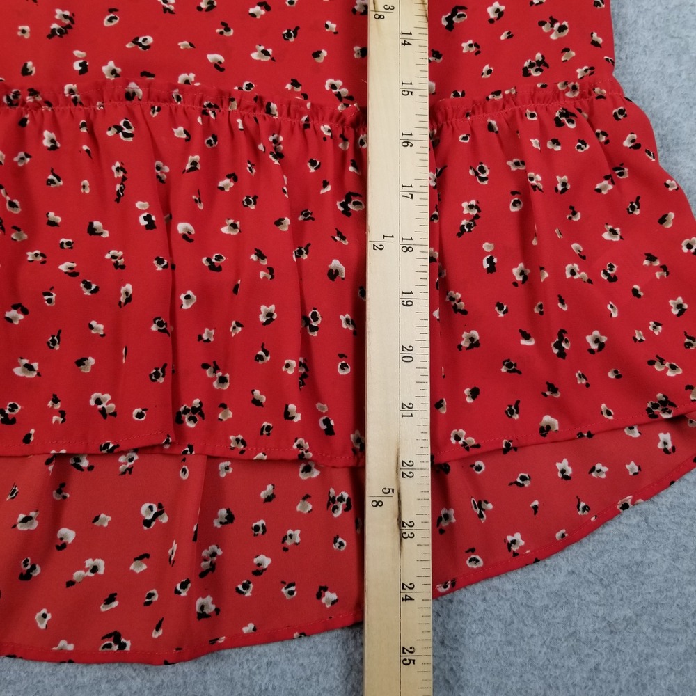 Pleione Peplum Blouse Women S Small Red Floral Sleeveless Spring Girly Cute Fun - Picture 8 of 8